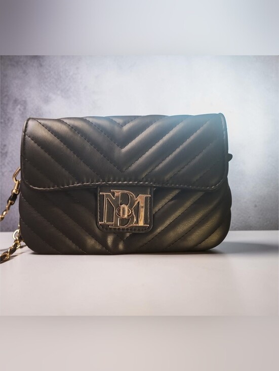 Badgley Mischka Handbags - Badgley Mischka Quilted Flap Phone Crossbody with Gold Logo